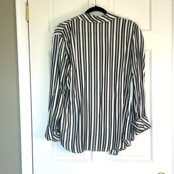 Sanctuary Womens Tomboy Shirt Gray Striped - Picture 4 of 7